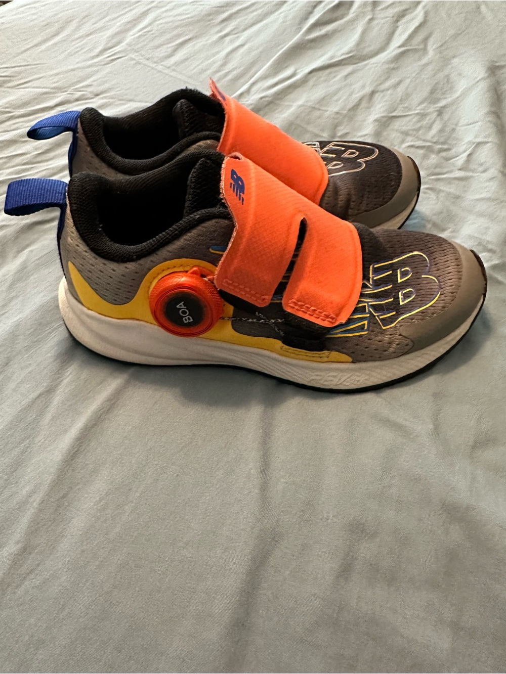 New Balance Kids Sneakers in Gray, Orange & Yellow with BOA dial